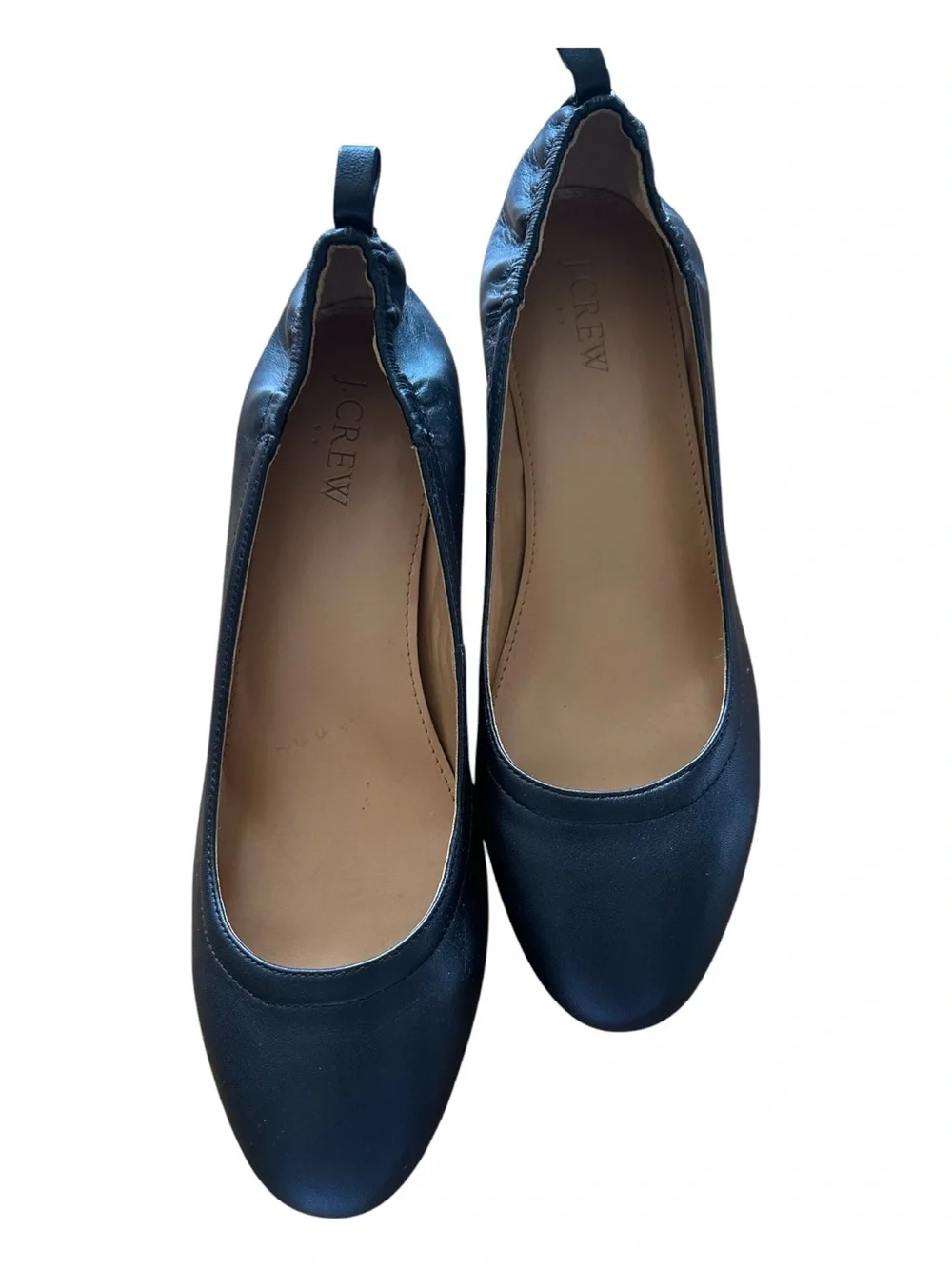 New J. Crew Black Leather Anya Block Heels • Size 7.5 • Rare Find
